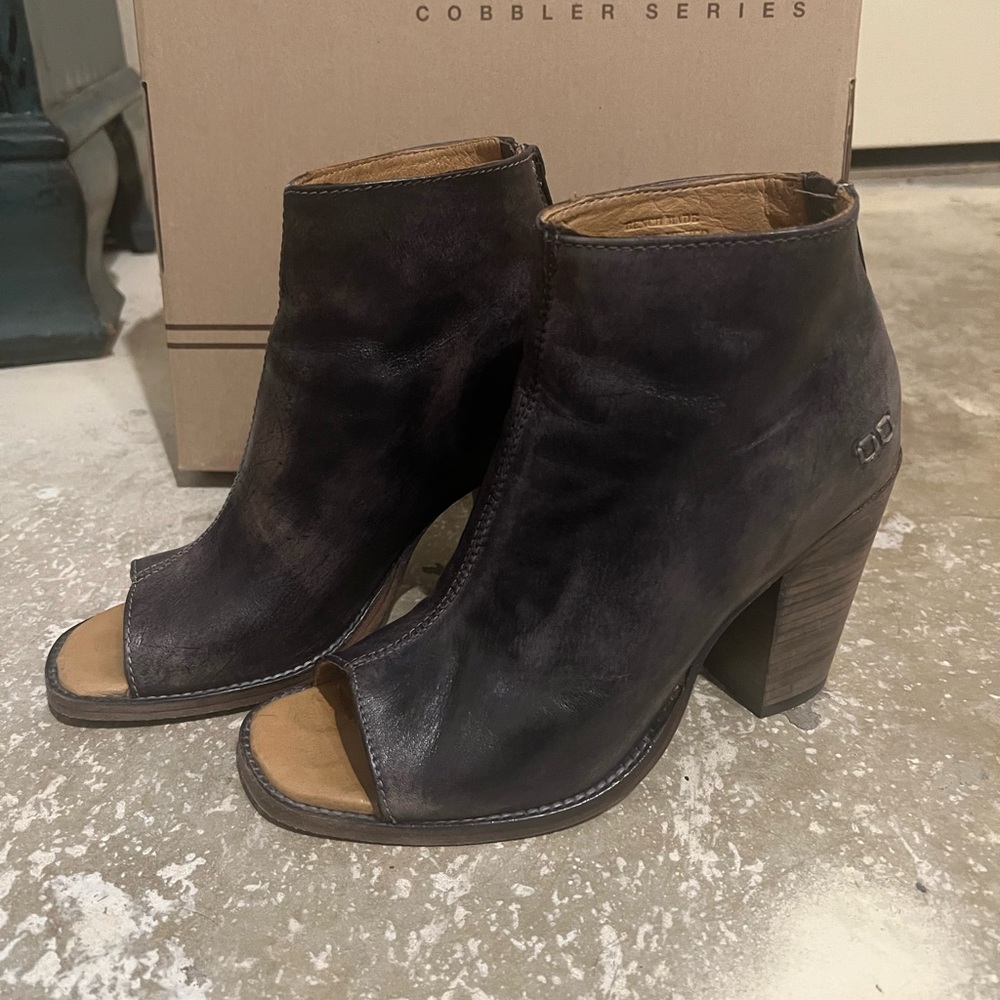 Bed Stu Onset Black Peep-Toe Ankle Booties 8.5